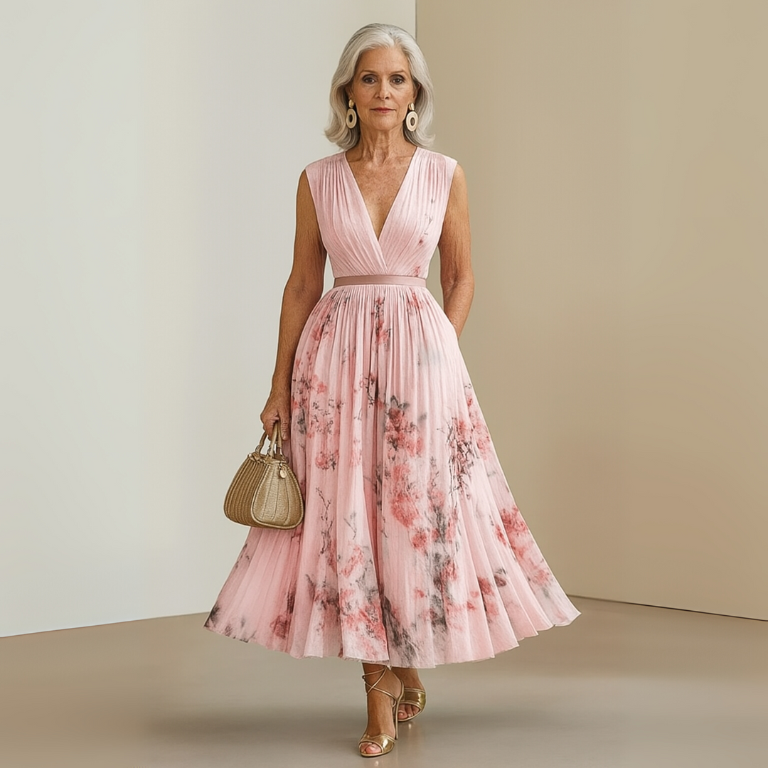 Damen Fließendes Ärmelloses Sommer Maxikleid