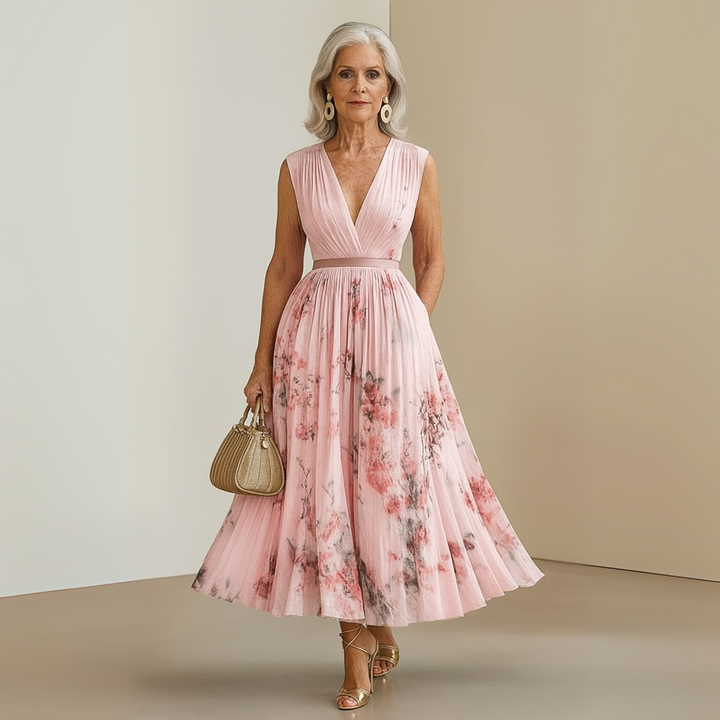 Damen Fließendes Ärmelloses Sommer Maxikleid