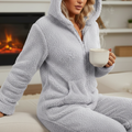 Pyjama Damen Einteiler Fleece mit Reißverschluss
