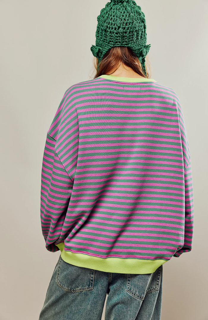 Oversized Gestreiftes Damen Sweatshirt