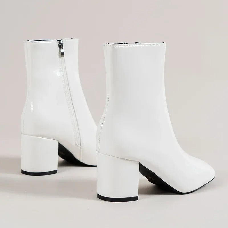 Damen Stiefeletten | Elegant & Vielseitig — Kunstleder, spitzer Schuh, Blockabsatz