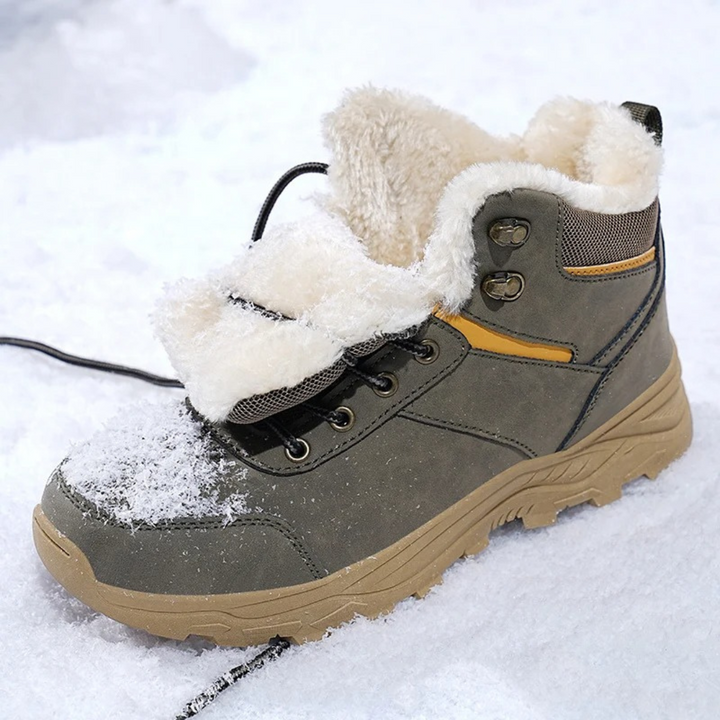 Winterstiefel Herren warm gefüttert mit Schnürung und Kunstpelzbesatz