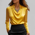 Elegante Wasserfallausschnitt Satinbluse für Damen