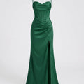 Elegantes Seiden Maxikleid Damen – Abendkleid bodenlang Spaghettiträger Schlitz festlich