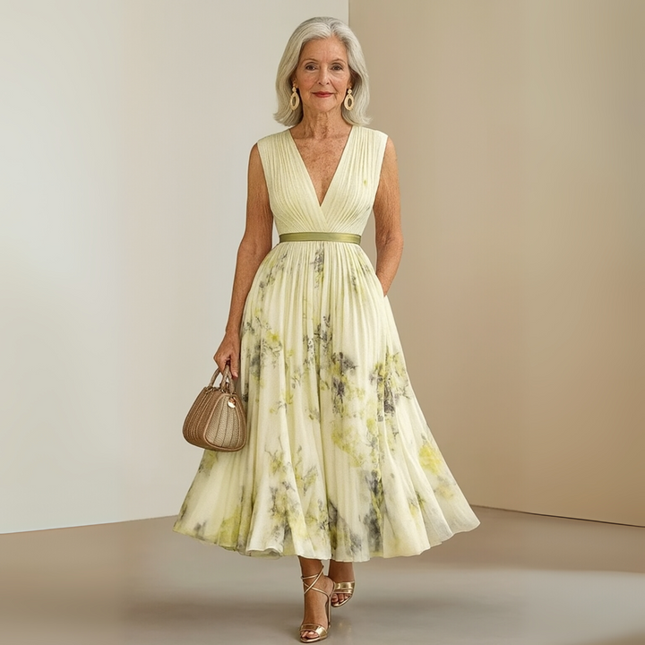 Damen Fließendes Ärmelloses Sommer Maxikleid