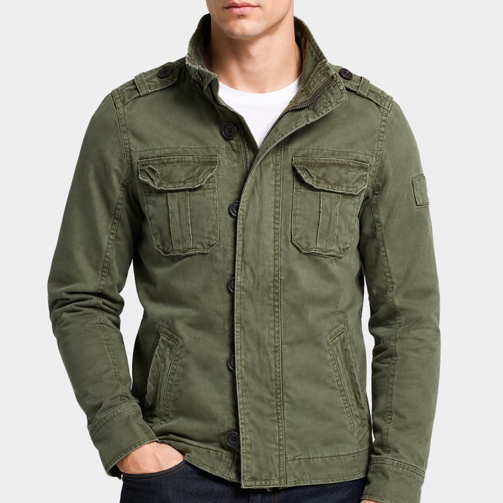 Cargo Jeansjacke mit Mehrfach-Taschen & Robustem Design
