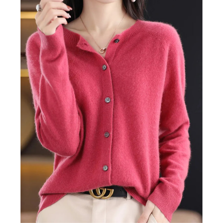 Damen O-Ausschnitt Strickjacke Pullover