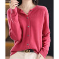 Damen O-Ausschnitt Strickjacke Pullover