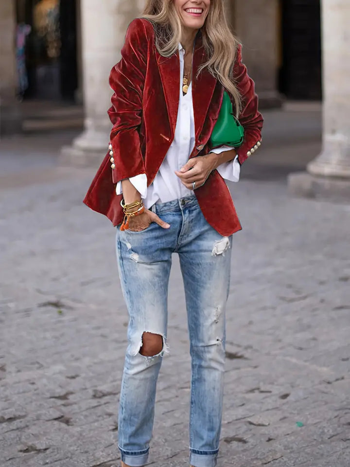 Damen Klassischer Blazer mit Ein-Knopf-Verschluss