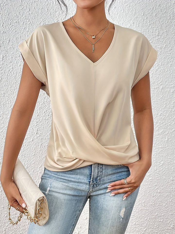 Bequemes T-Shirt mit Sweetheart-Ausschnitt für den Alltag