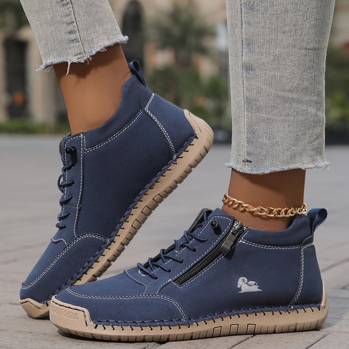 Damen Bequeme Schnürschuhe mit Reißverschluss