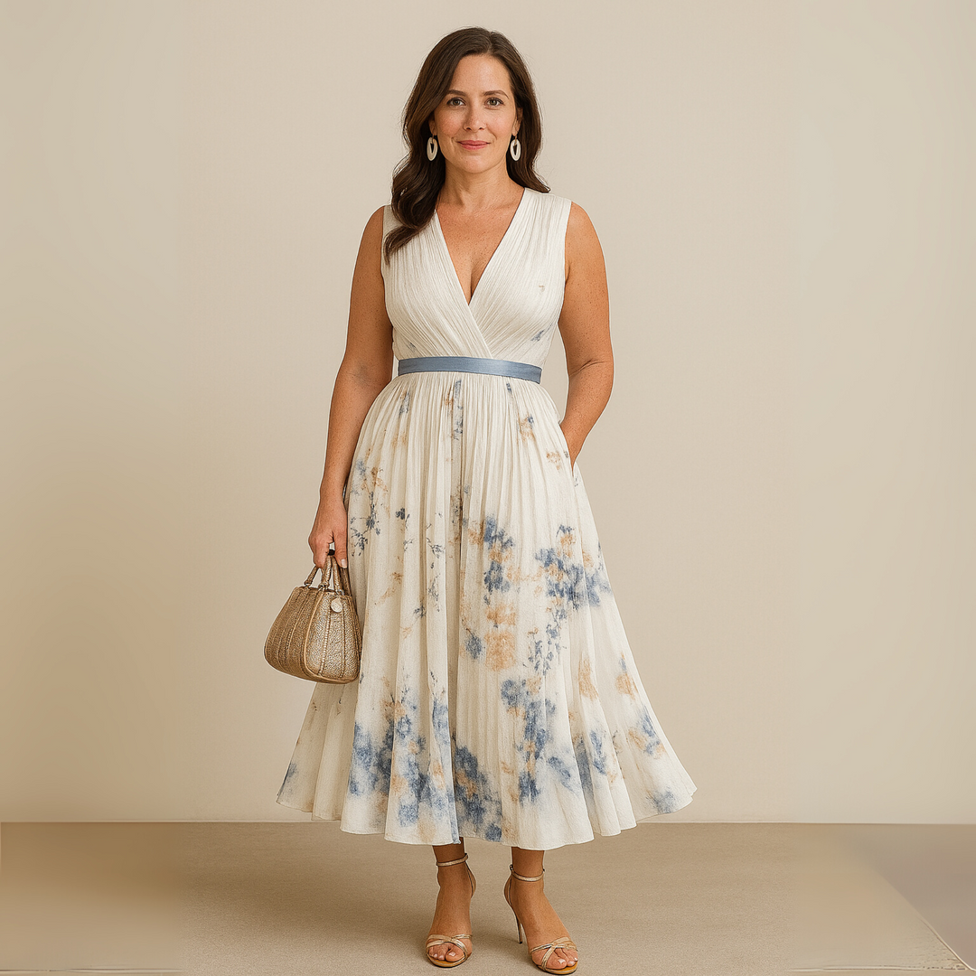 Damen Fließendes Ärmelloses Sommer Maxikleid