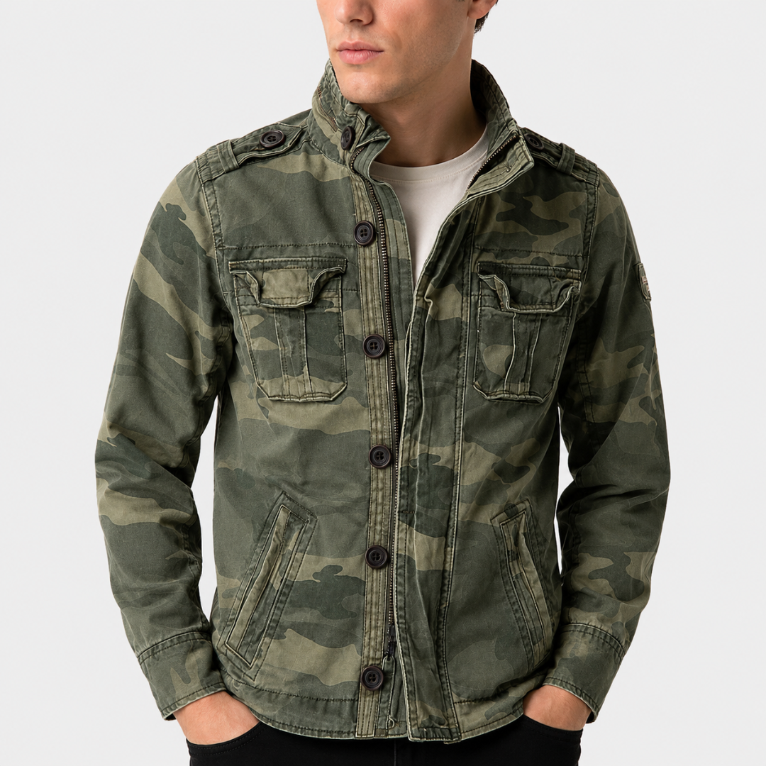 Cargo Jeansjacke mit Mehrfach-Taschen & Robustem Design