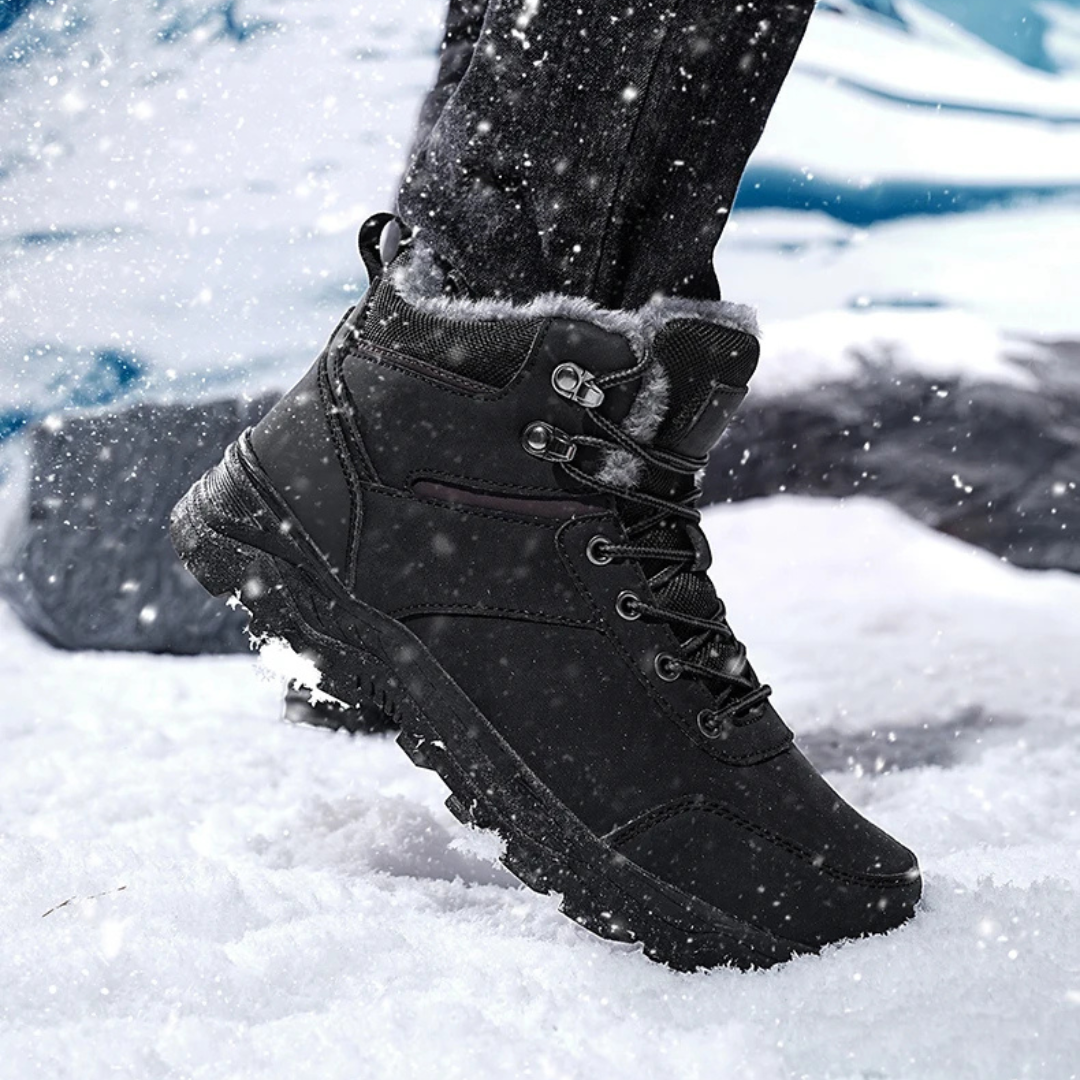 Winterstiefel Herren warm gefüttert mit Schnürung und Kunstpelzbesatz