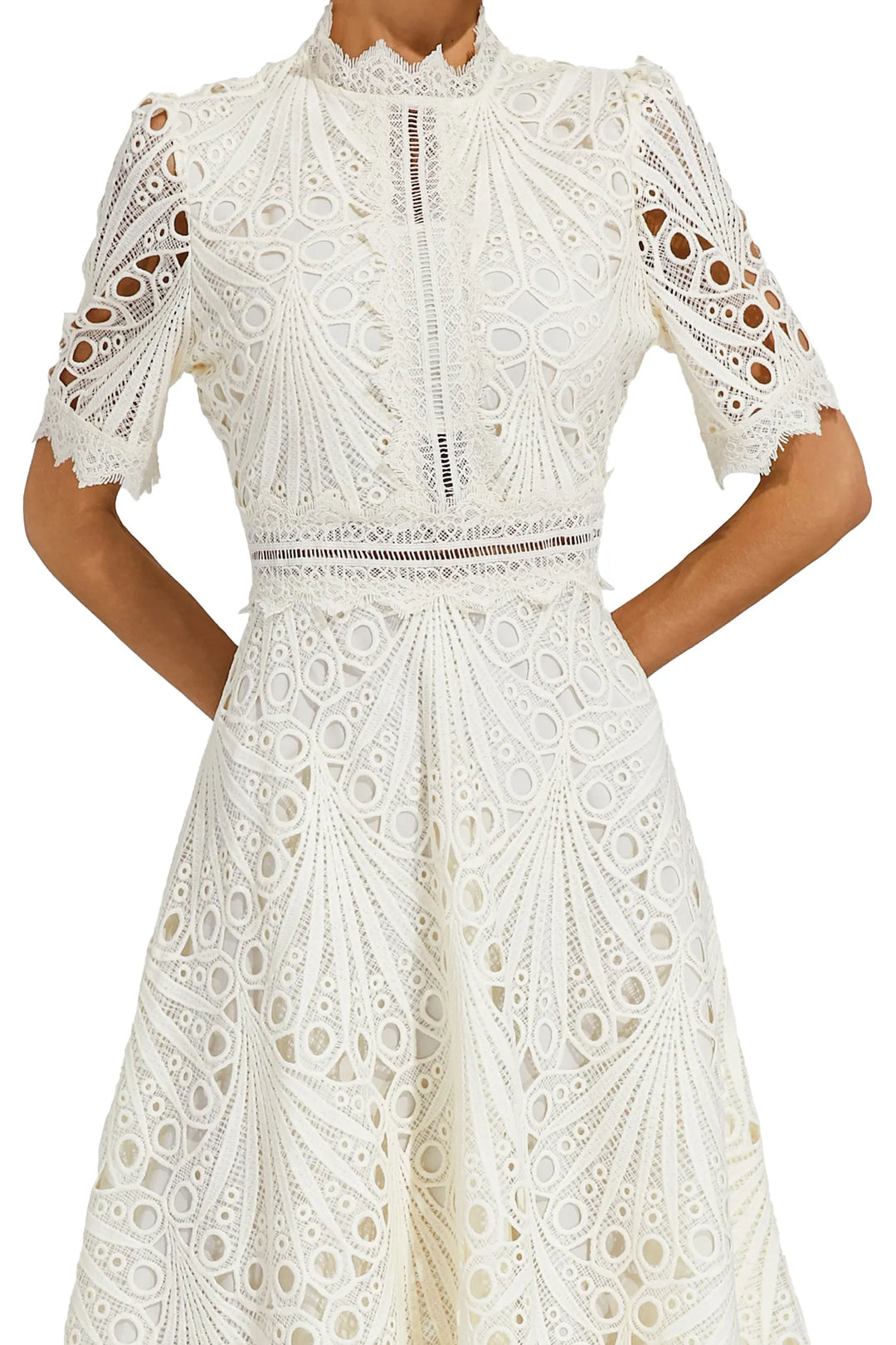 Damen Schickes Spitzen Midi Kleid