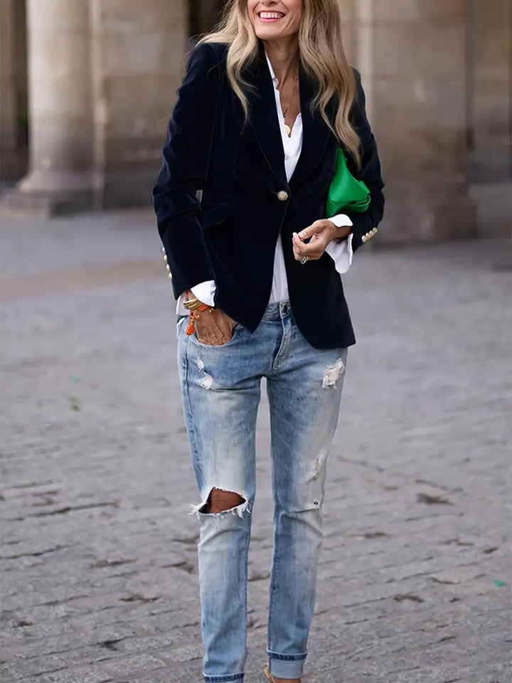 Damen Klassischer Blazer mit Ein-Knopf-Verschluss