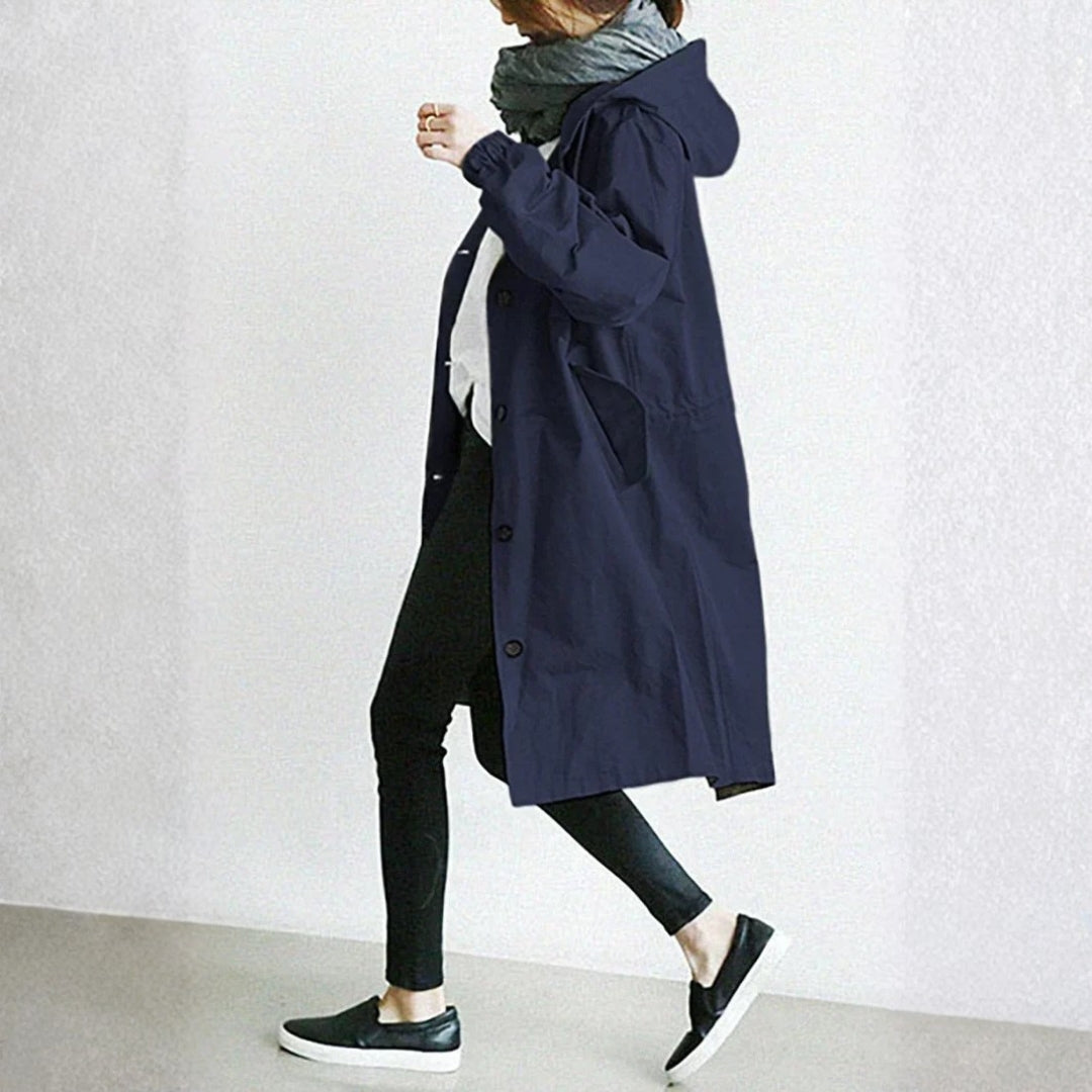 Damen langer Streetcoat mit Knopfleiste