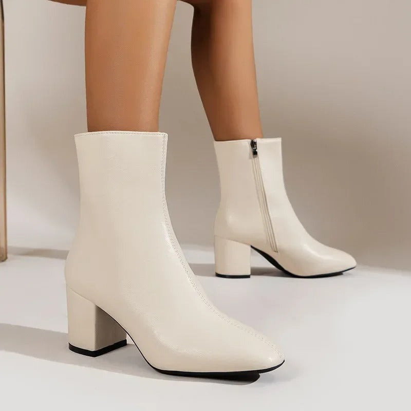 Damen Stiefeletten | Elegant & Vielseitig — Kunstleder, spitzer Schuh, Blockabsatz