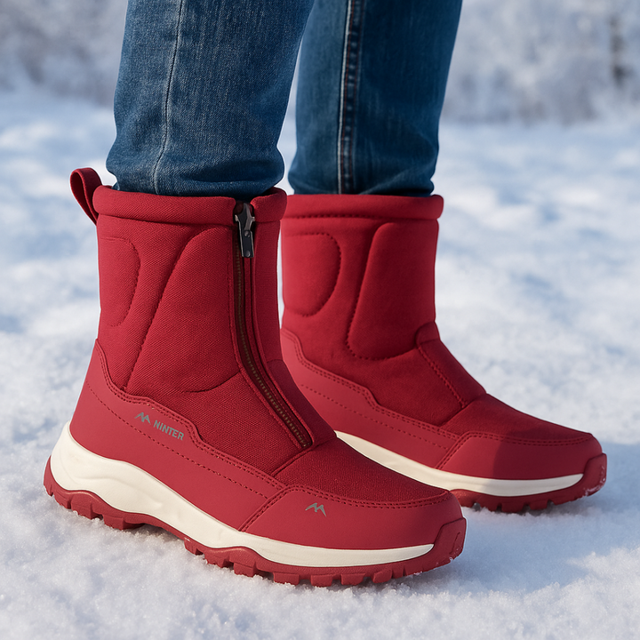 Wasserdichte Winterstiefel Damen gefüttert mit Reißverschluss