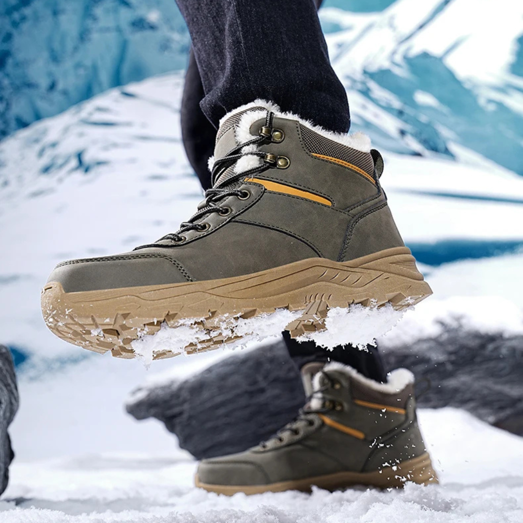 Winterstiefel Herren warm gefüttert mit Schnürung und Kunstpelzbesatz