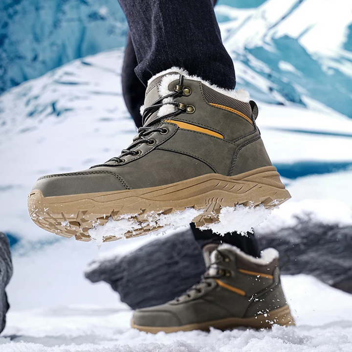 Winterstiefel Herren warm gefüttert mit Schnürung und Kunstpelzbesatz