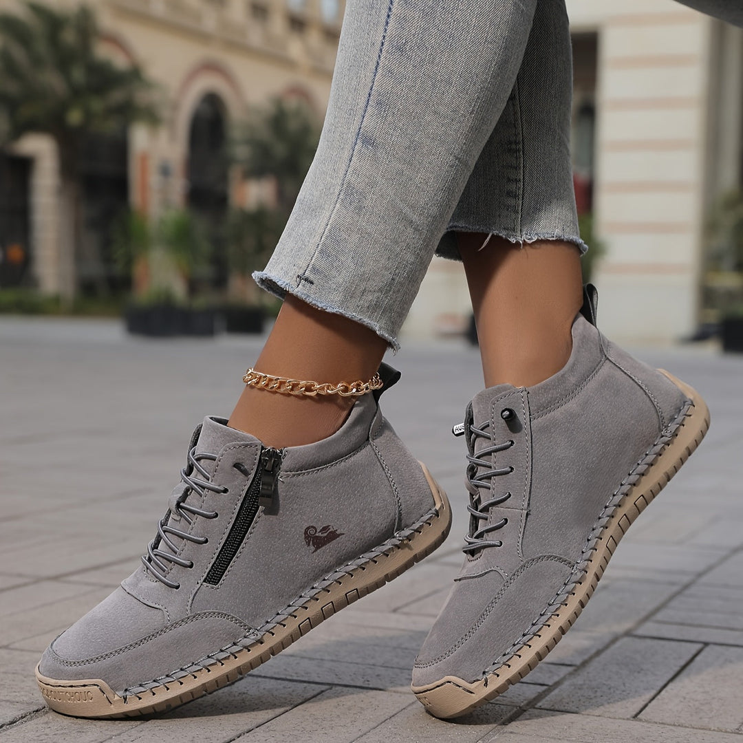 Damen Bequeme Schnürschuhe mit Reißverschluss