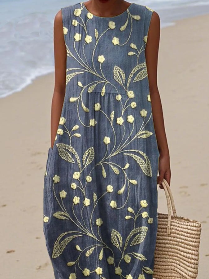 Atmungsaktives ärmelloses Blumenkleid