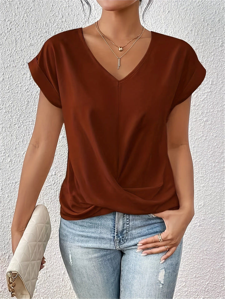 Bequemes T-Shirt mit Sweetheart-Ausschnitt für den Alltag