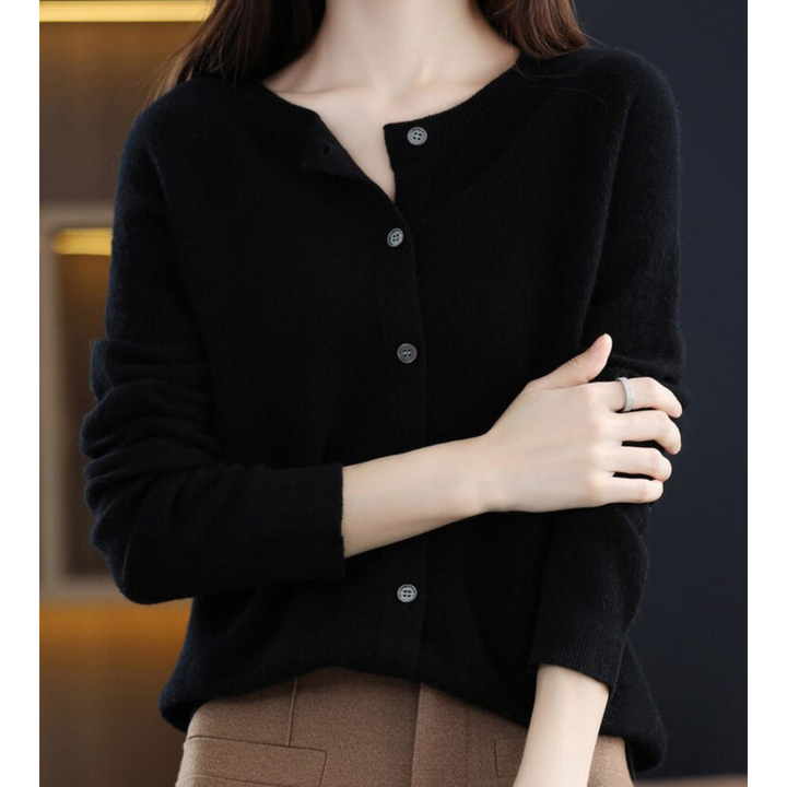 Damen O-Ausschnitt Strickjacke Pullover