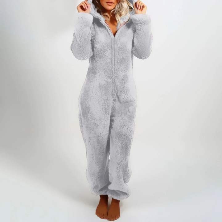 Pyjama Damen Einteiler Fleece mit Reißverschluss