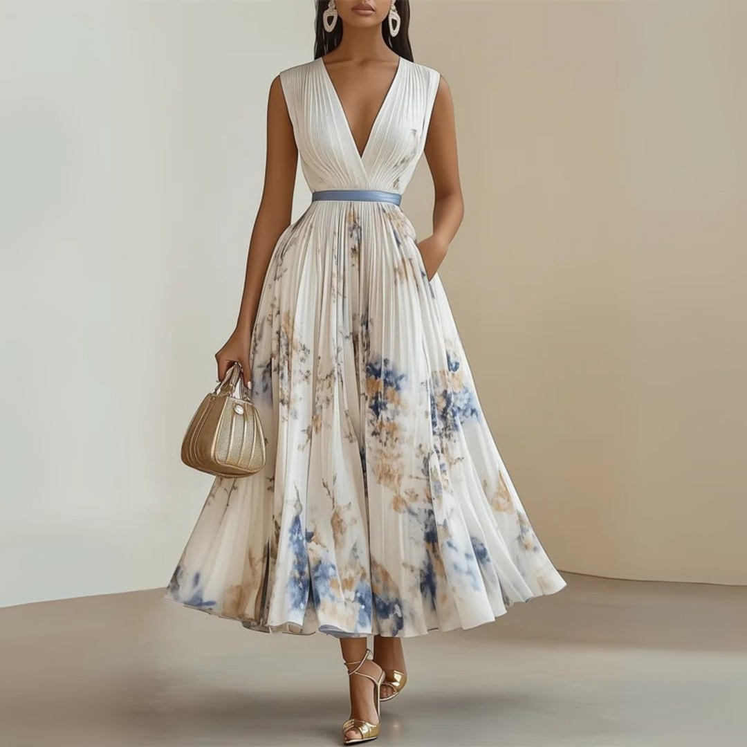 Damen Fließendes Ärmelloses Sommer Maxikleid