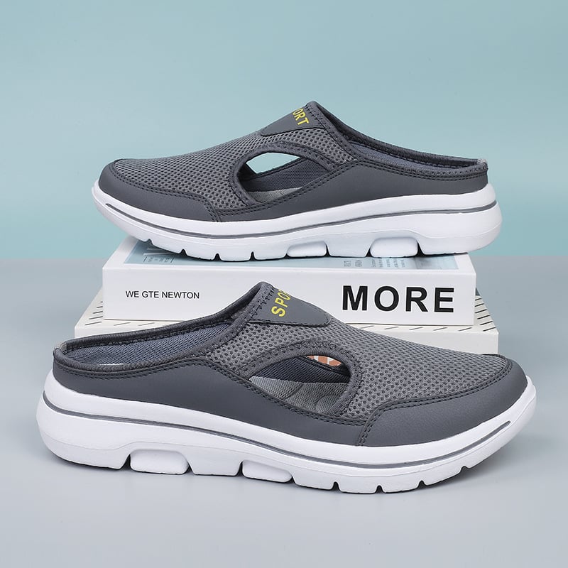 Damen Slip-On-Pantoletten aus Mesh mit seitlichen Ausschnitten | Zeitlos