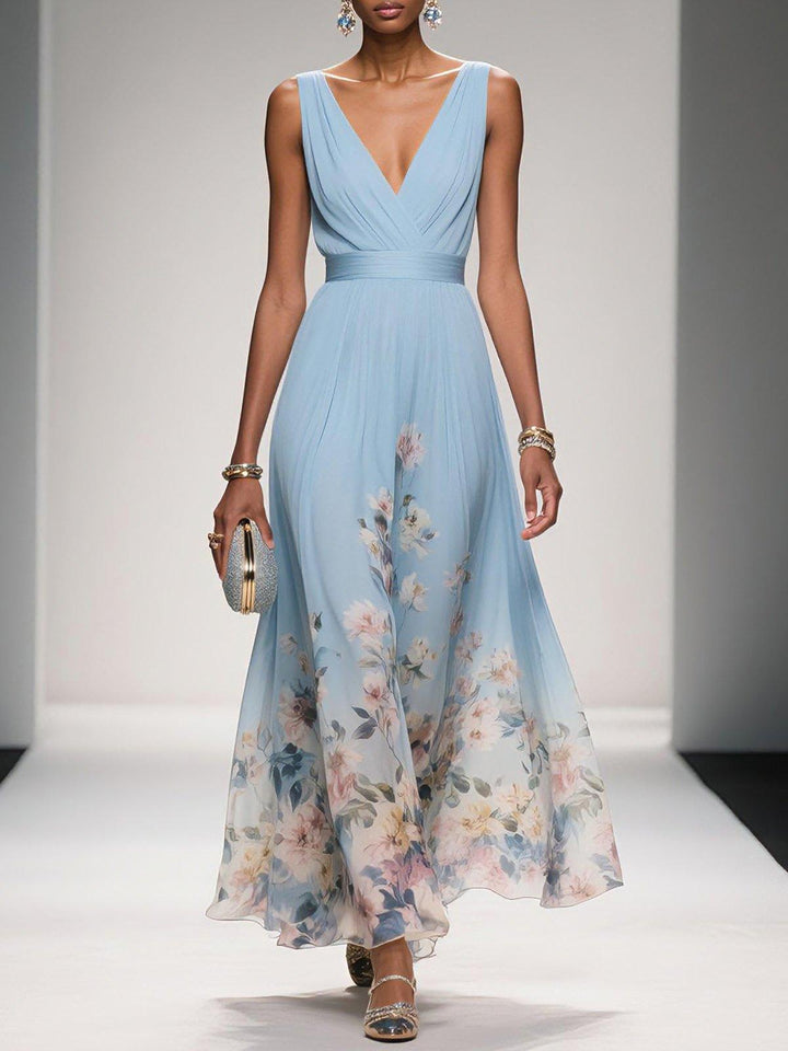 Damen Blumendruck Hochzeitsgastkleid