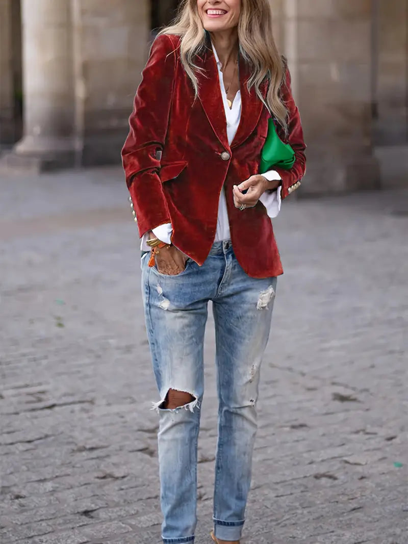 Damen Klassischer Blazer mit Ein-Knopf-Verschluss