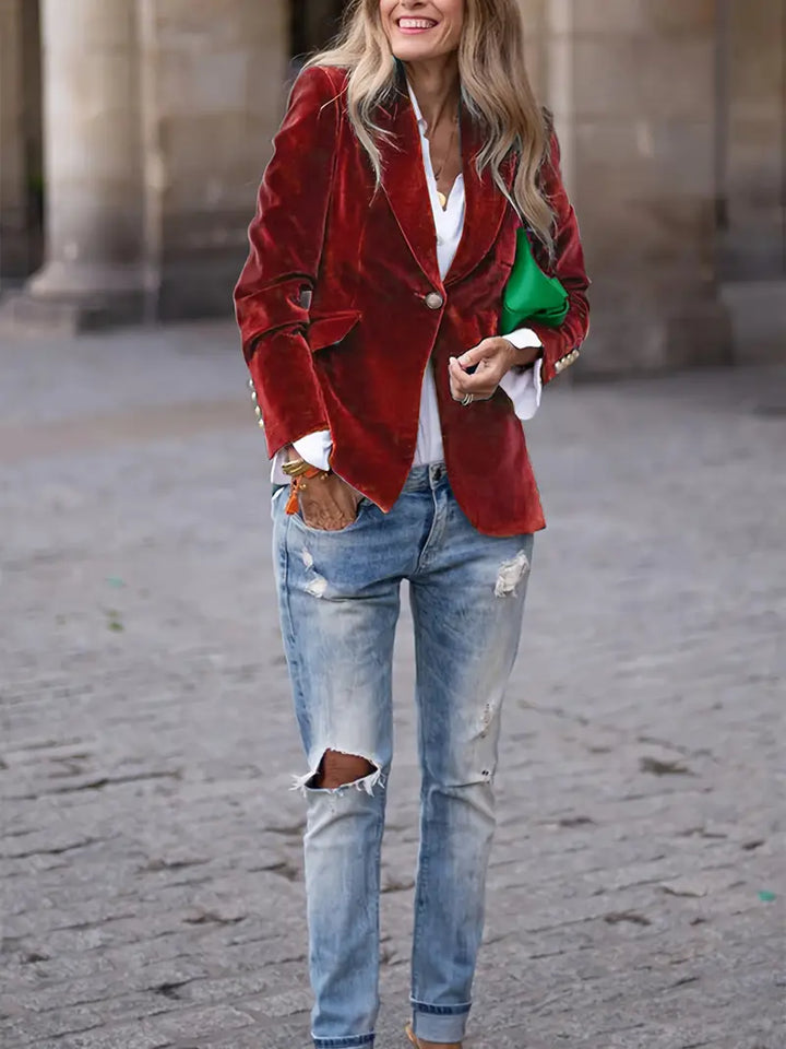 Damen Klassischer Blazer mit Ein-Knopf-Verschluss