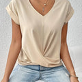 Damen V-Neck Bluse mit kurzen Ärmeln
