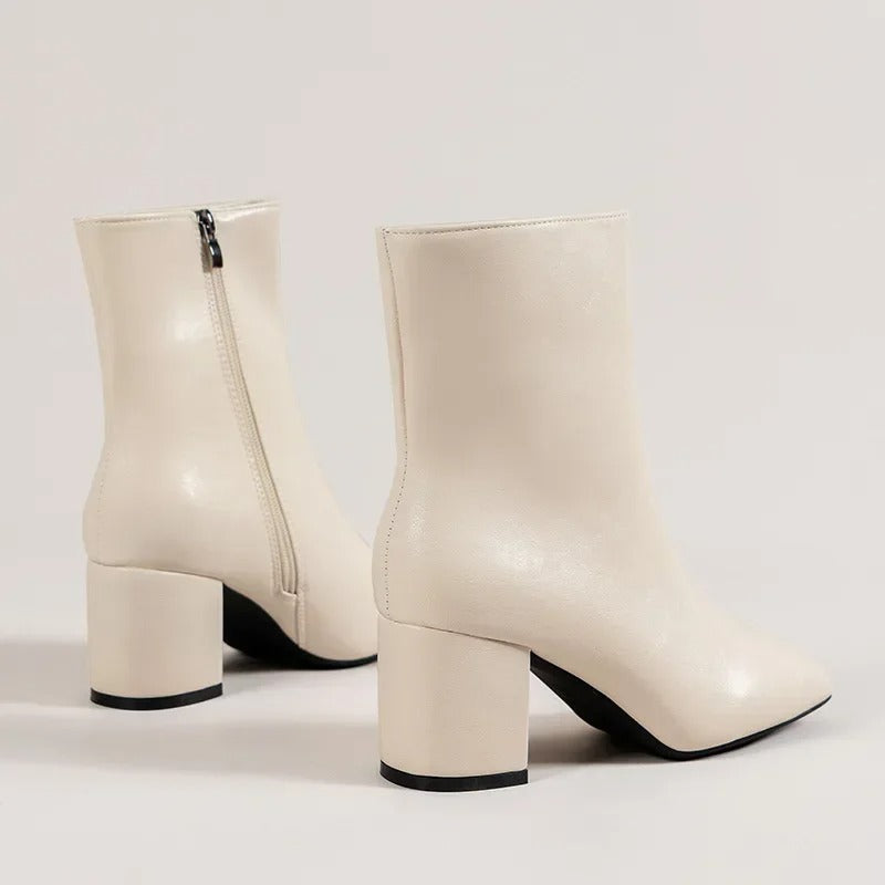 Damen Stiefeletten | Elegant & Vielseitig — Kunstleder, spitzer Schuh, Blockabsatz