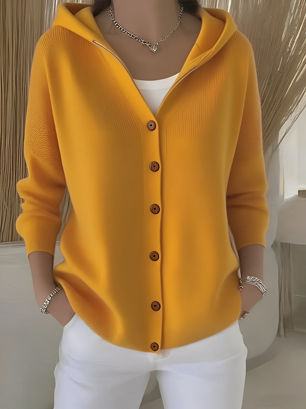 Gemütliche Langarmjacke mit Kapuze für Damen