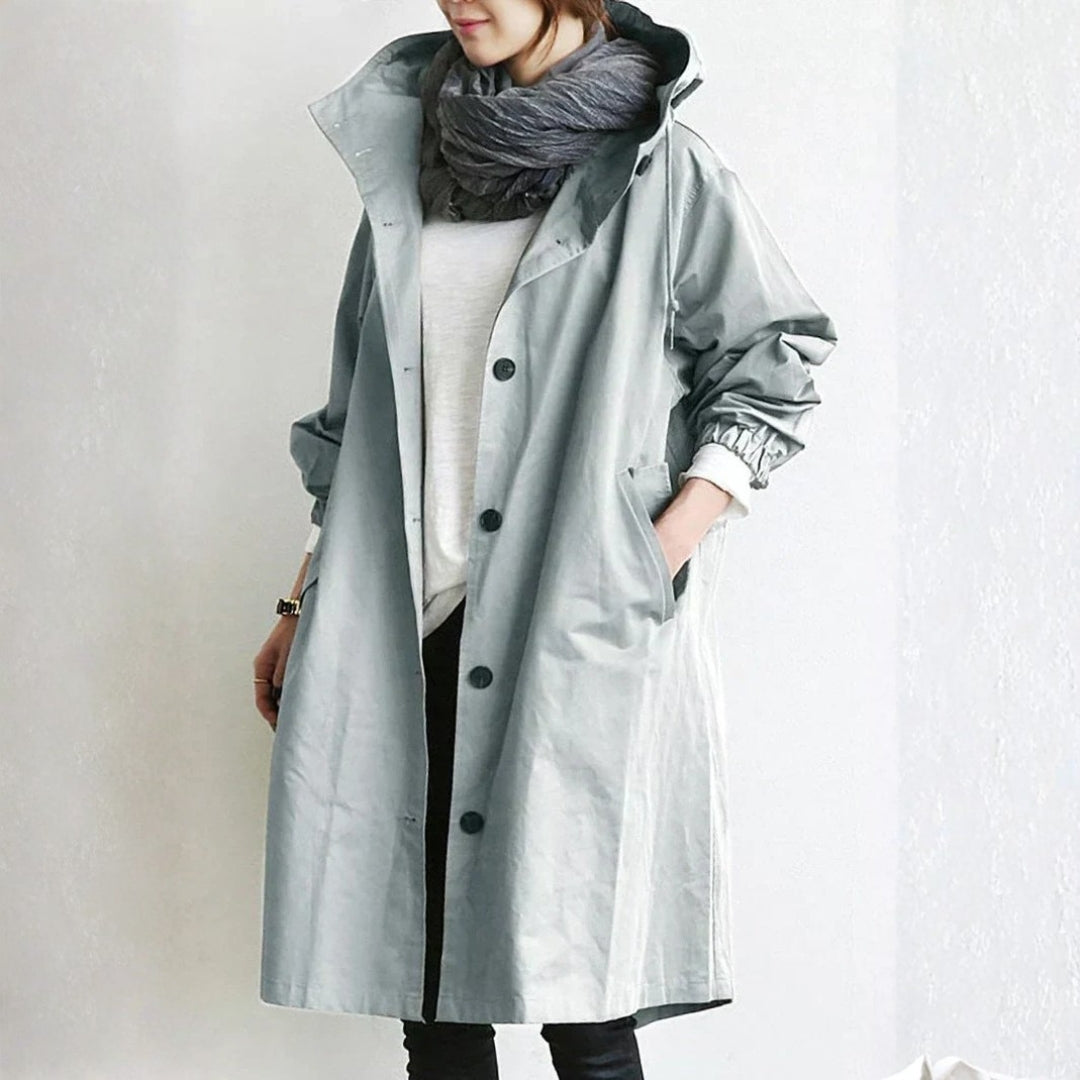 Damen langer Streetcoat mit Knopfleiste
