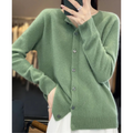 Damen O-Ausschnitt Strickjacke Pullover