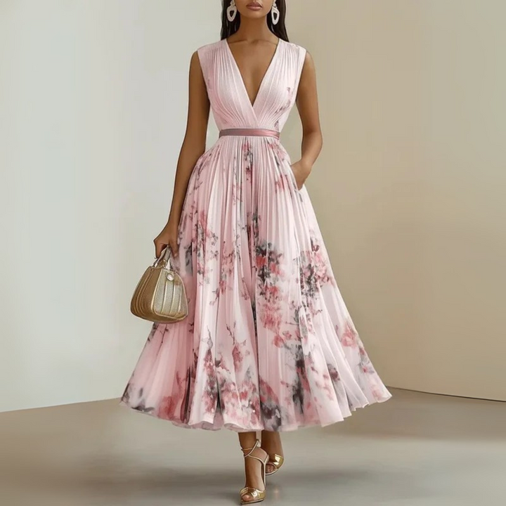 Damen Fließendes Ärmelloses Sommer Maxikleid