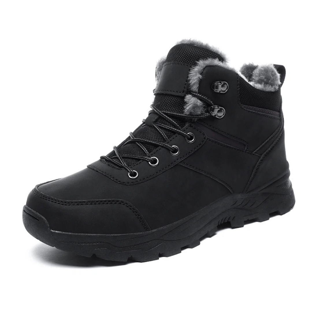Winterstiefel Herren warm gefüttert mit Schnürung und Kunstpelzbesatz
