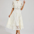 Damen Schickes Spitzen Midi Kleid