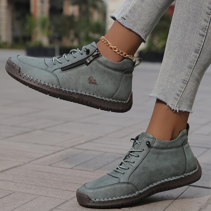 Damen Bequeme Schnürschuhe mit Reißverschluss