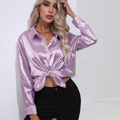 Satinbluse mit langen Ärmeln