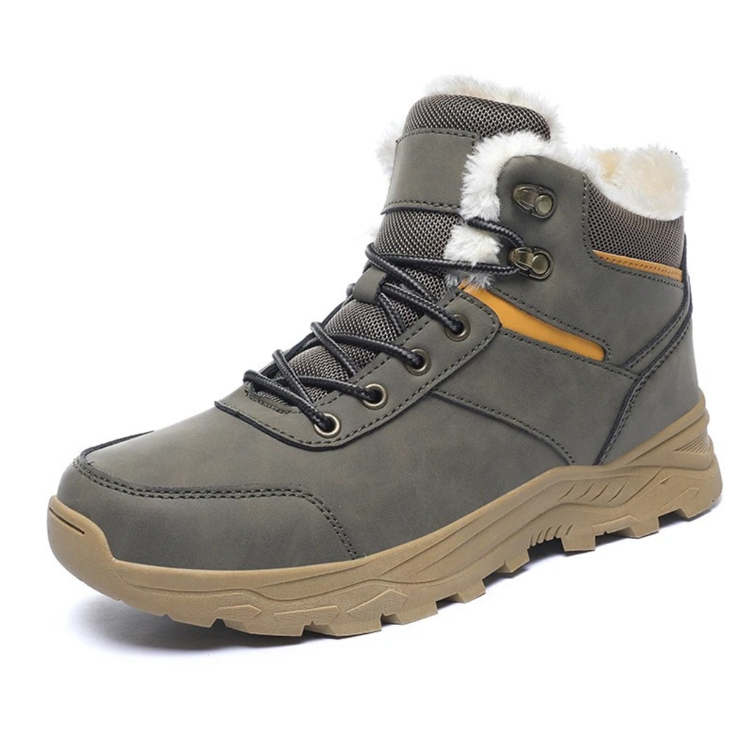 Winterstiefel Herren warm gefüttert mit Schnürung und Kunstpelzbesatz