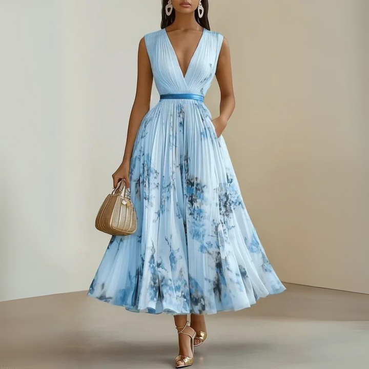 Damen Fließendes Ärmelloses Sommer Maxikleid