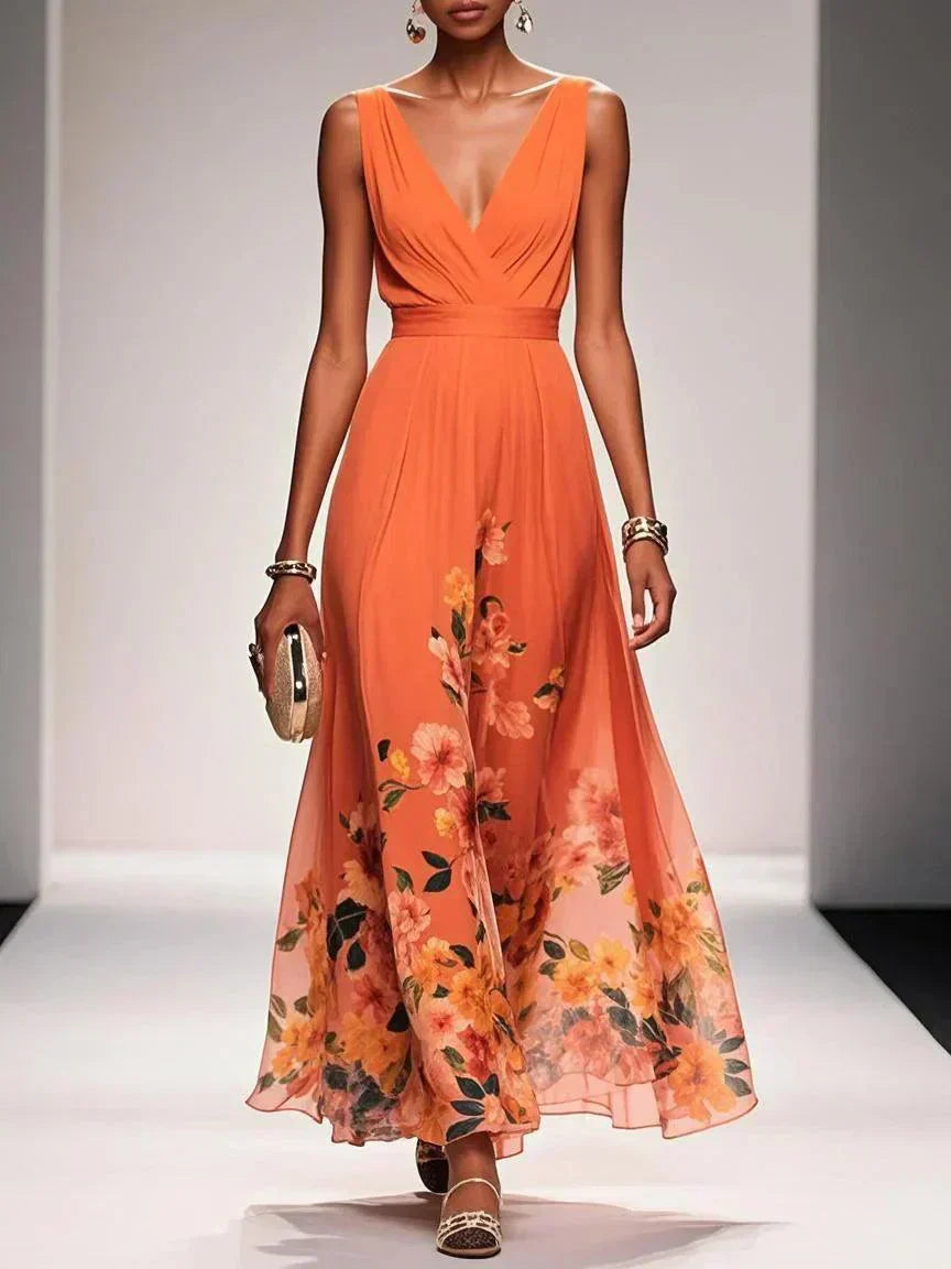 Damen Blumendruck Hochzeitsgastkleid