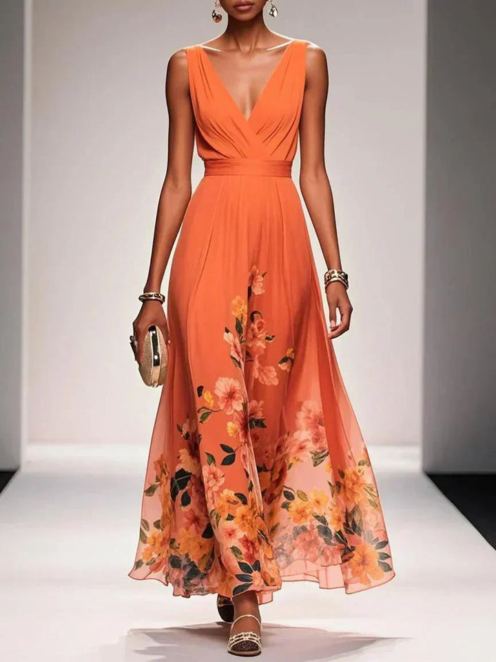 Damen Blumendruck Hochzeitsgastkleid