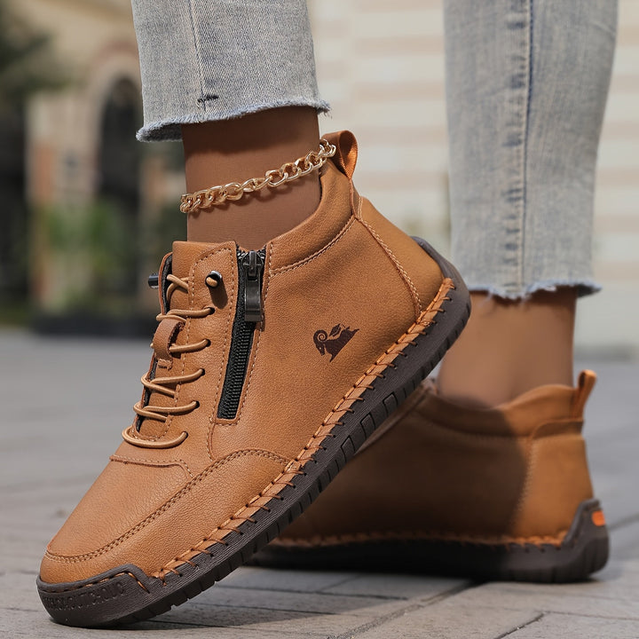 Damen Bequeme Schnürschuhe mit Reißverschluss